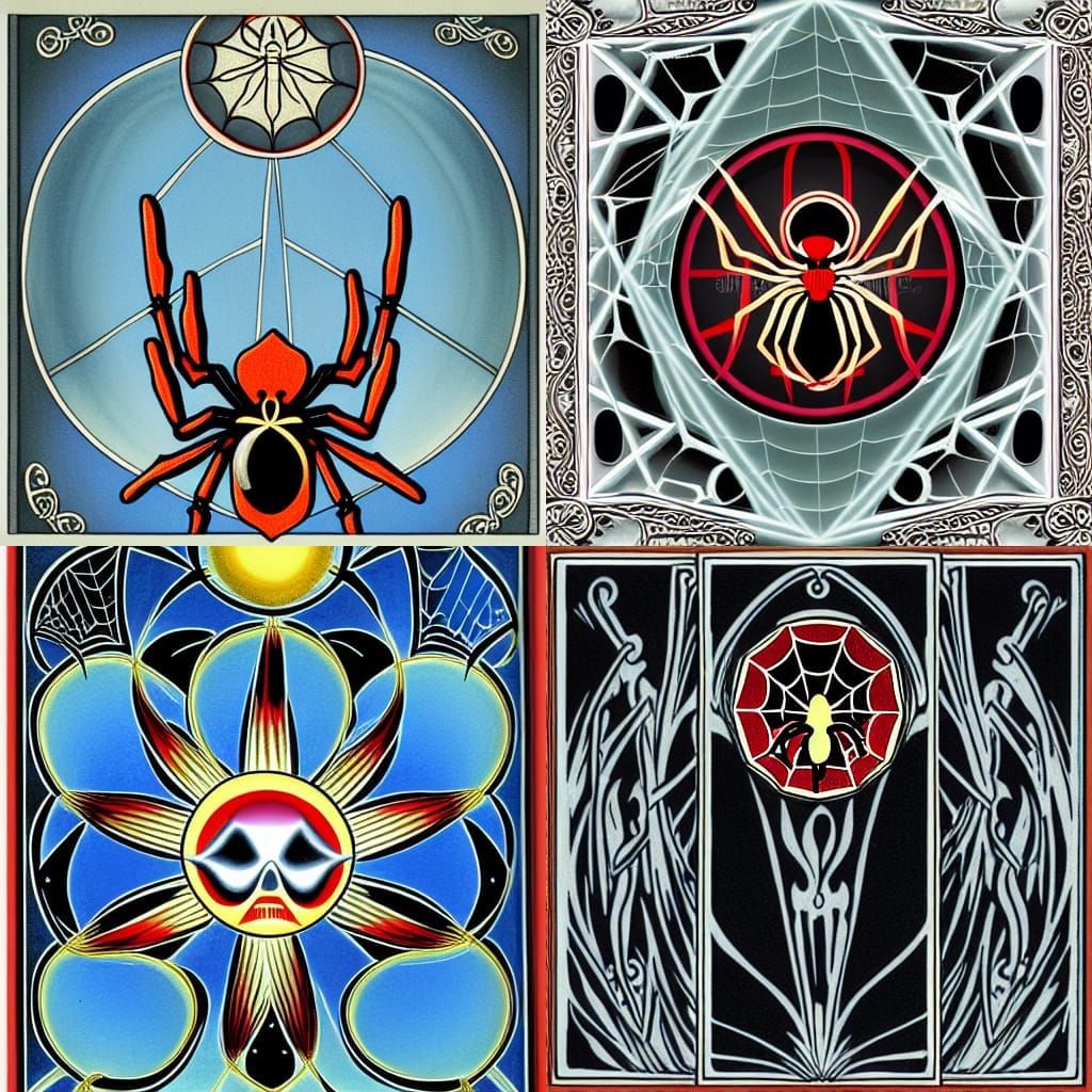 Baroque Alchemical Spider Icon in Black and Red
