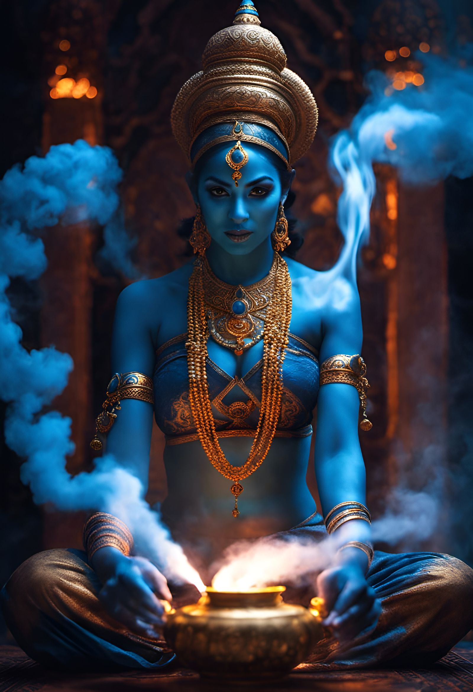 Mythical Jinn Emerges from Magic Lamp