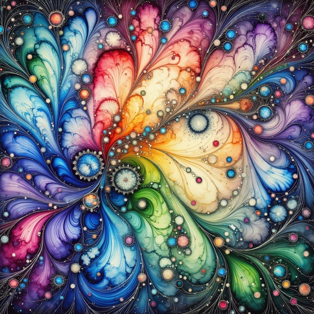 Vibrant Paint Drops Dripping from the Moon in a Cosmic Splat...