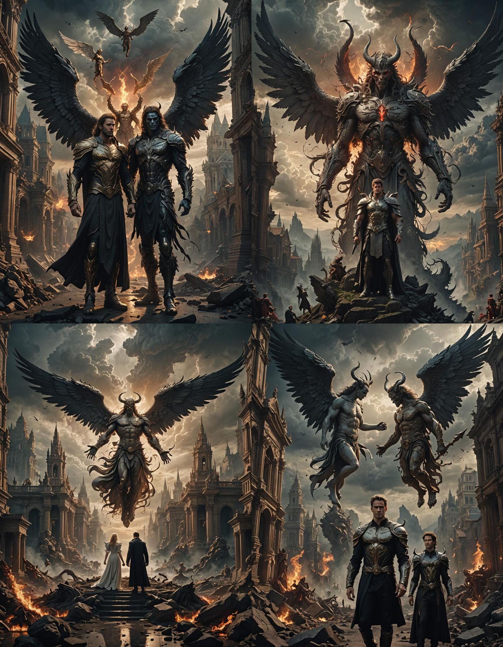 Epic Angel and Demon Duality: Digital Matte Painting