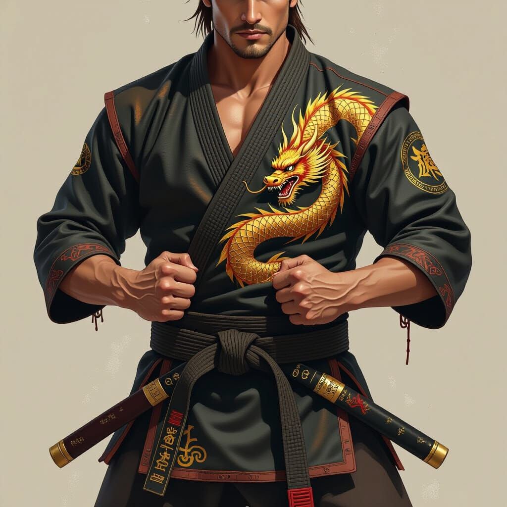 Golden Dragon Leather Gi Martial Artist