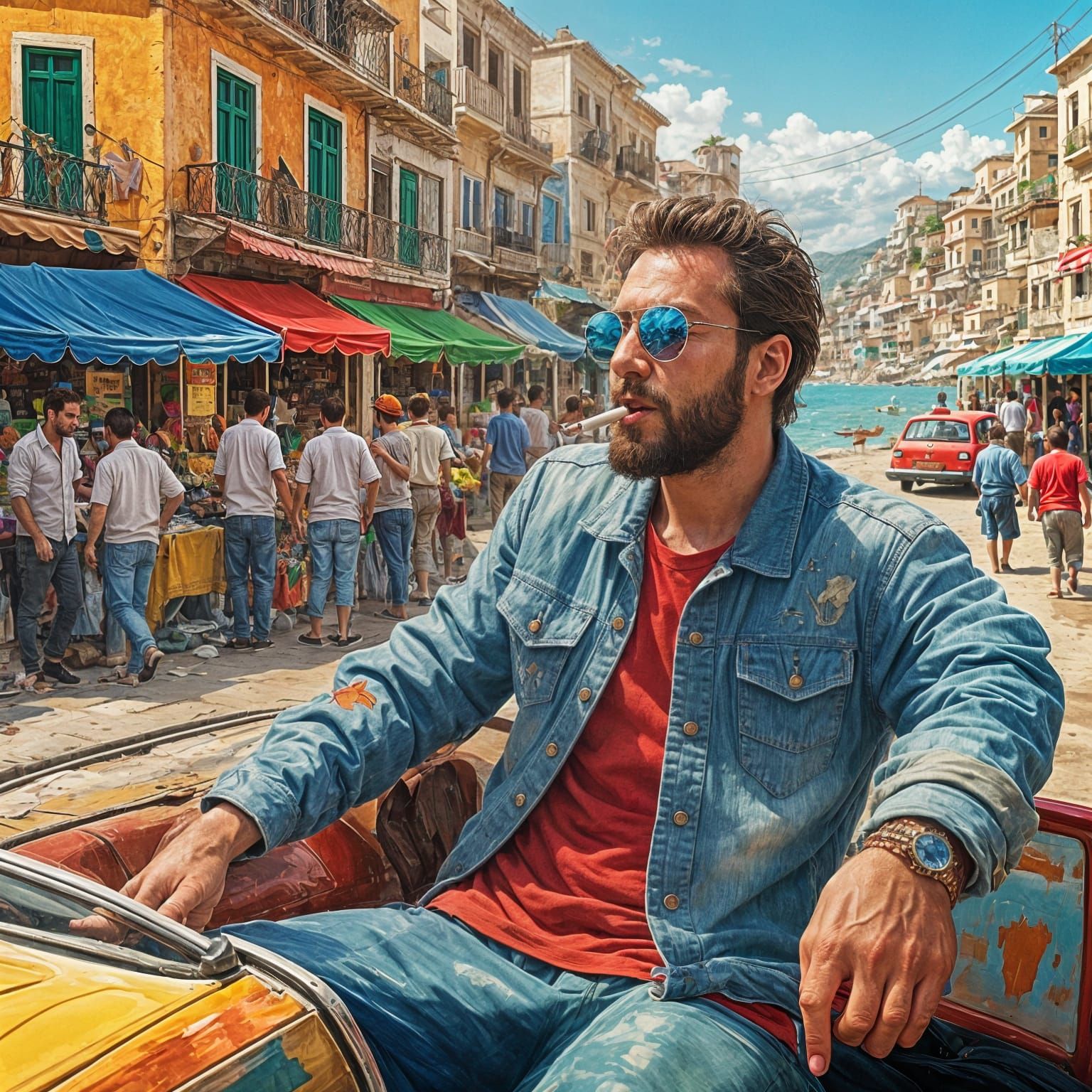 Coastal Drive in Albania: Hyperrealistic Scene