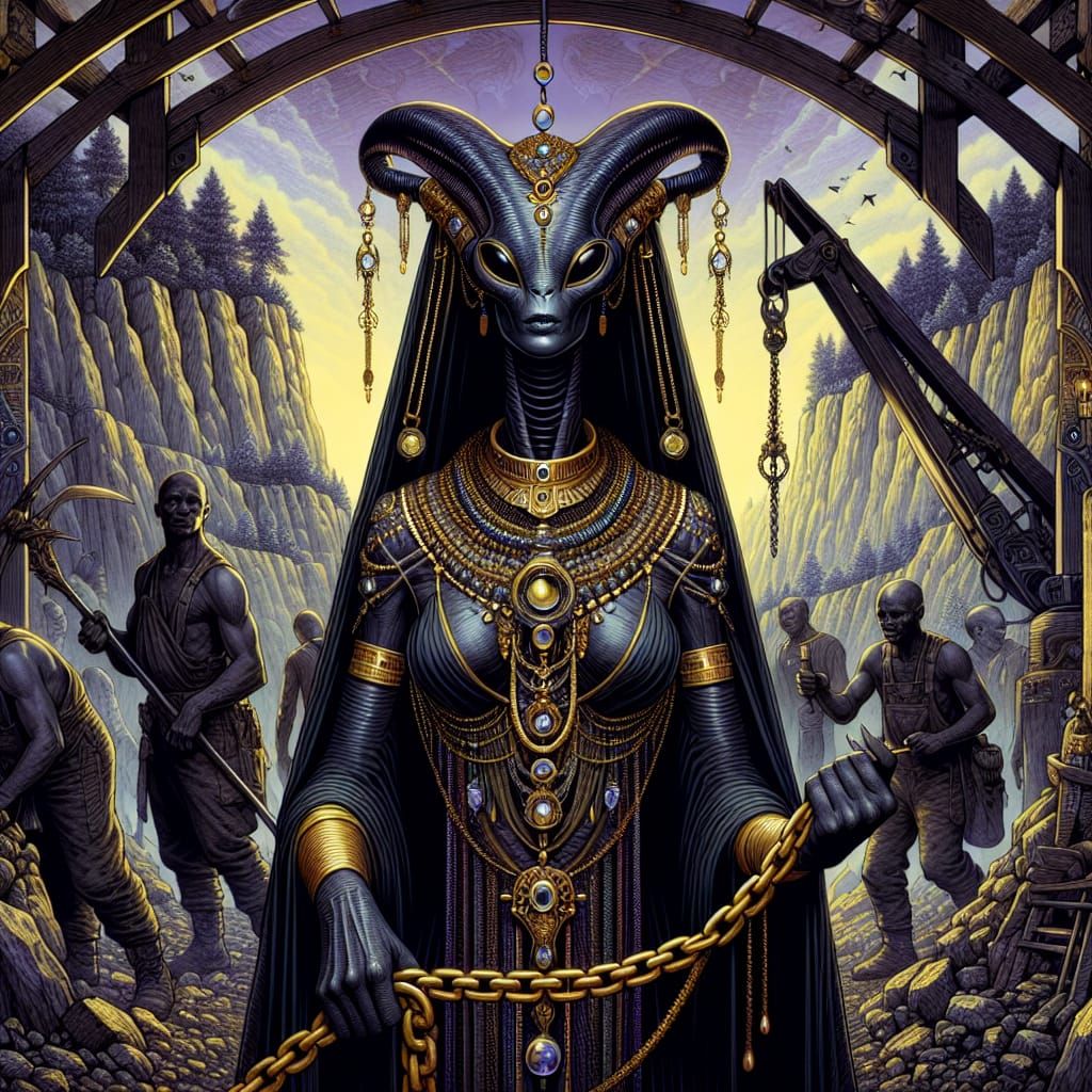 Alien Prophet in Dark Fantasy Art Nouveau Style