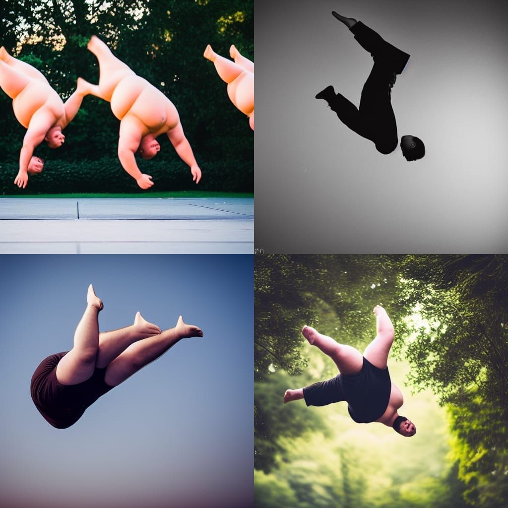 Overweight Men Doing Flips: Professional Photography