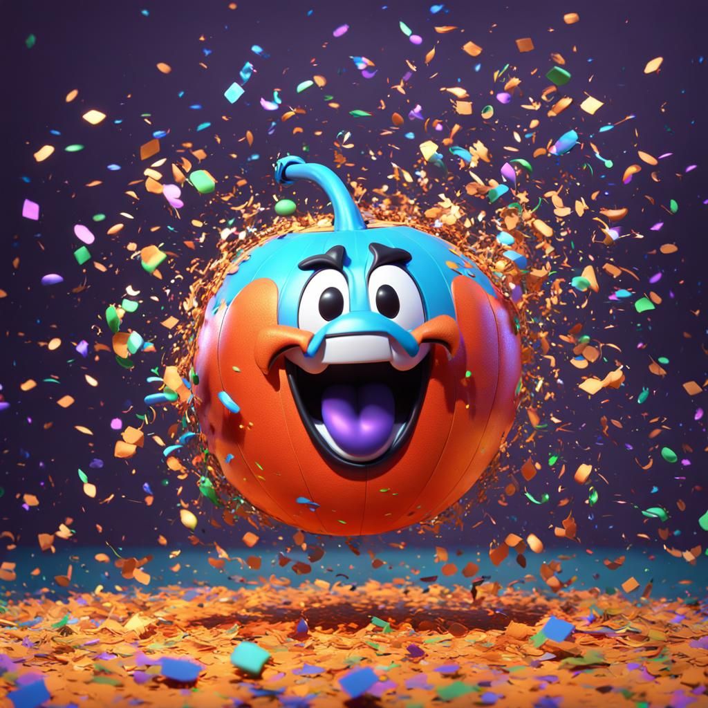 Exploding Space Hopper Confetti Splash in 3D Digital Art