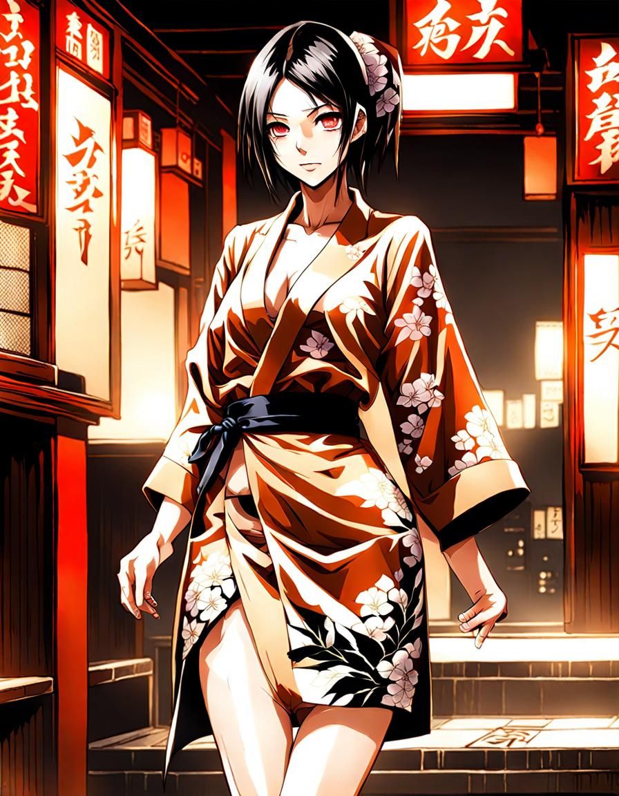 Enticing Yakuza Anime Girl Full Body Image