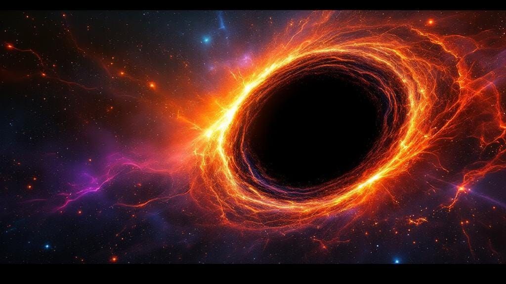 Fiery Cosmic Black Hole in Abstract Expressionist Style