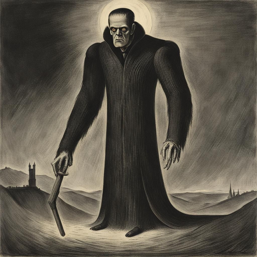Frankenstein's Monster in Kubin-esque Style
