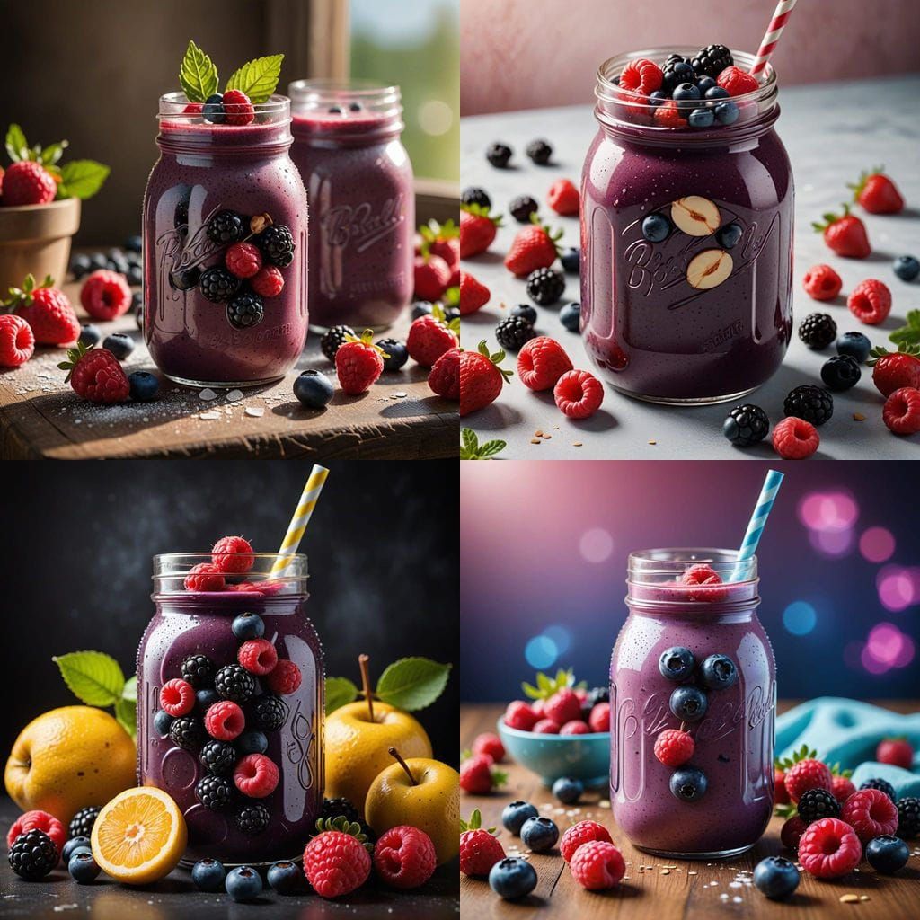 Vibrant Berry Smoothie in a Mason Jar
