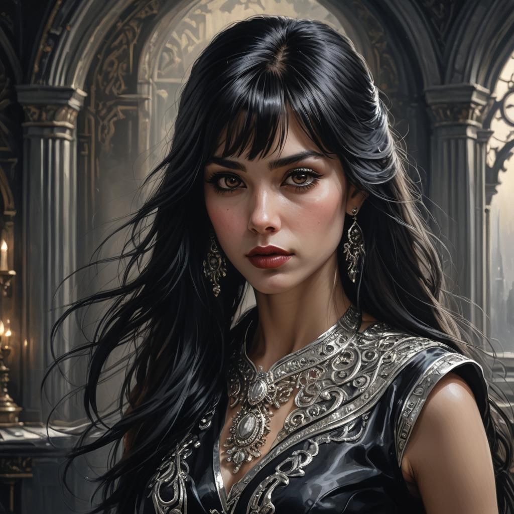 Beautiful Woman Portrait in Art Nouveau Style