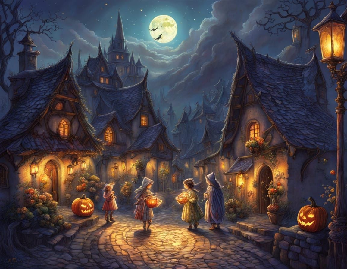 Creepy Cute Monsters Trick-or-Treating in a Medieval Village