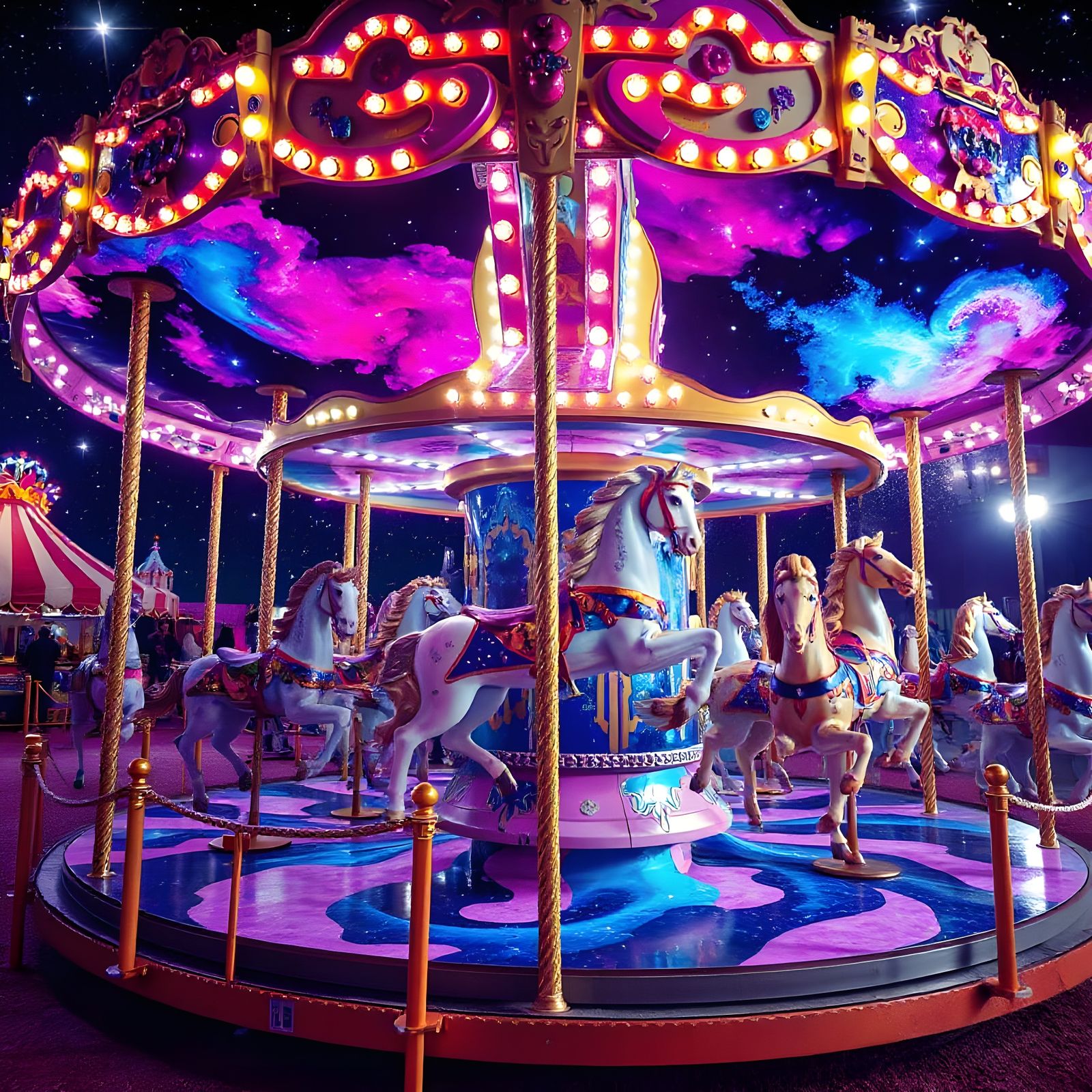 Cosmic Carnival Carousel with Galaxy Horses