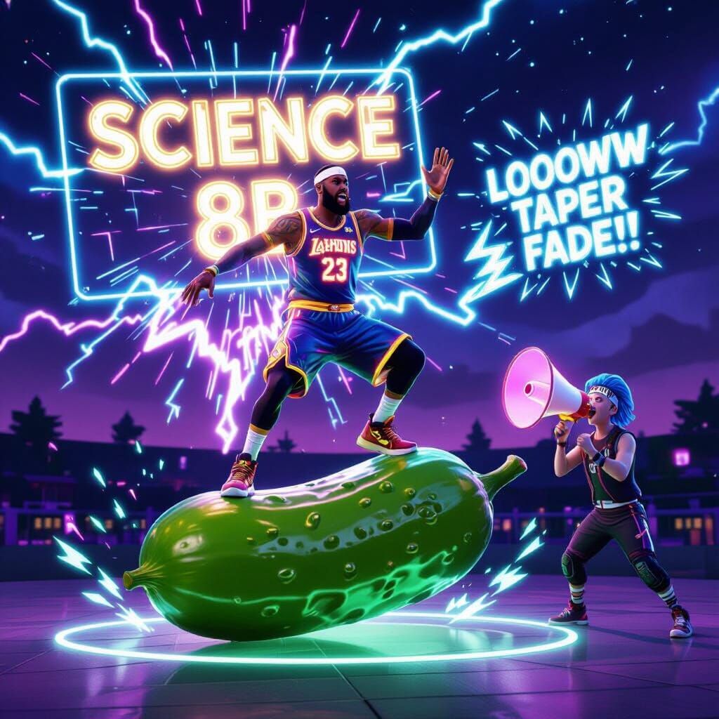 Cosmic Basketball Star Dances on Giant Pickle