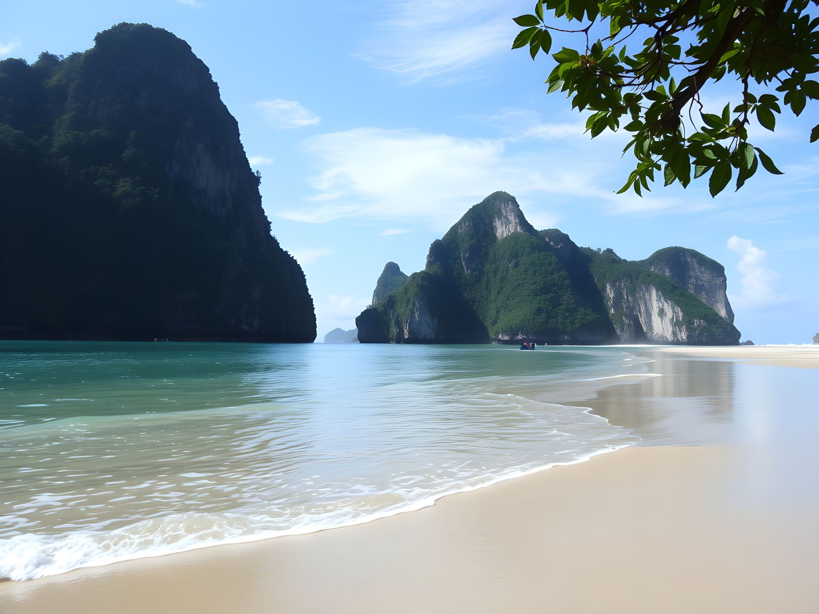 Remote Island Beach with Lush Cliffs