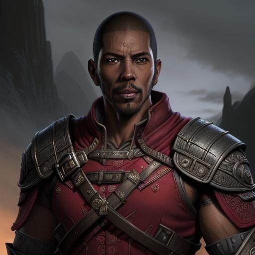 Redguard Male Portrait in Comic Book Style