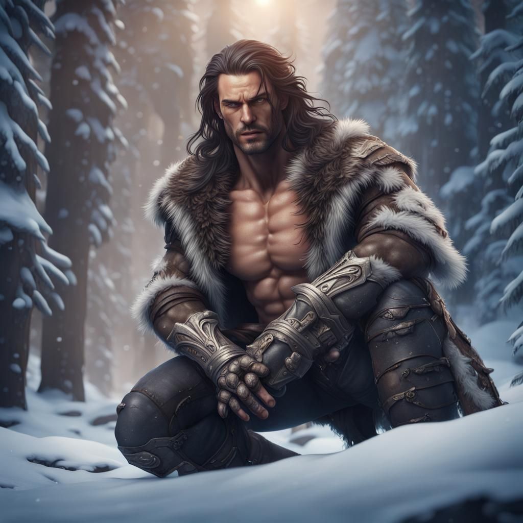 man in the forest winter