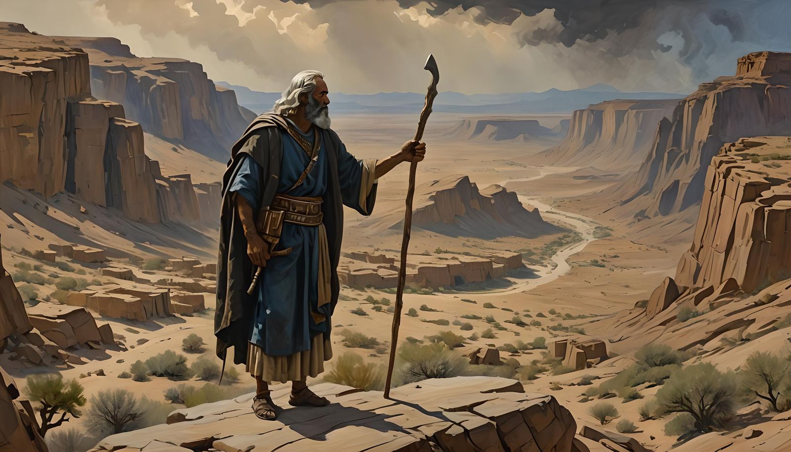 Moses and the Ten Commandments in Impressionist Style