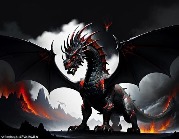 Fiery Dragon in Dynamic Fantasy Art Style