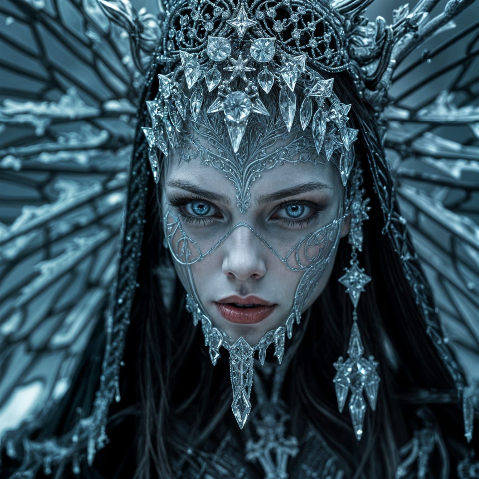 Ethereal Gothic Fairy Queen Reigns Over Frosty Kingdom