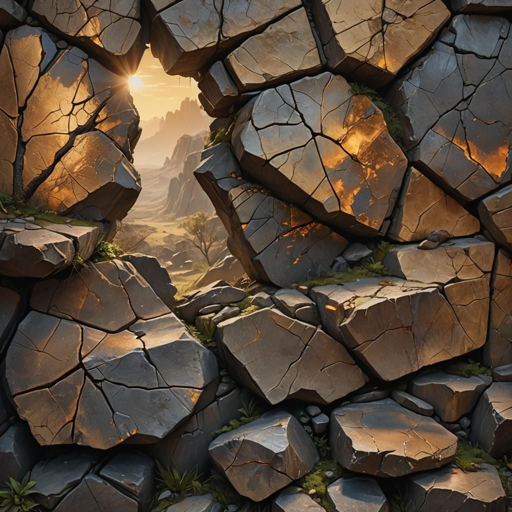 Fantastical Landscape Matte Painting on Stone Wall