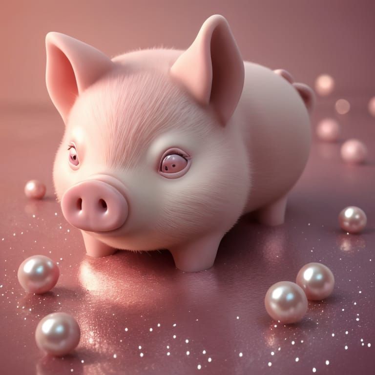 Pink Pig Bathes in Shimmering Pearls