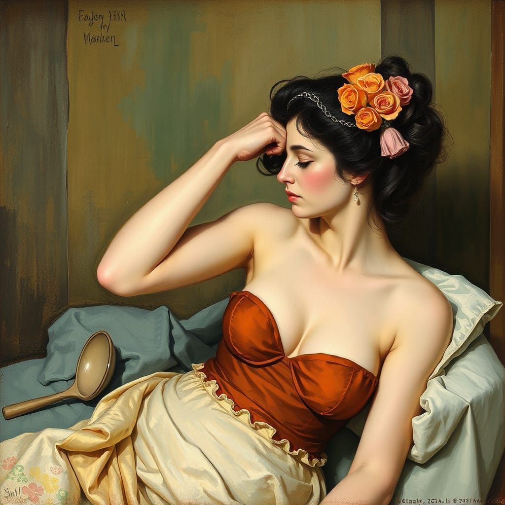 Figurative Sketch in Style of Degas and Schiele