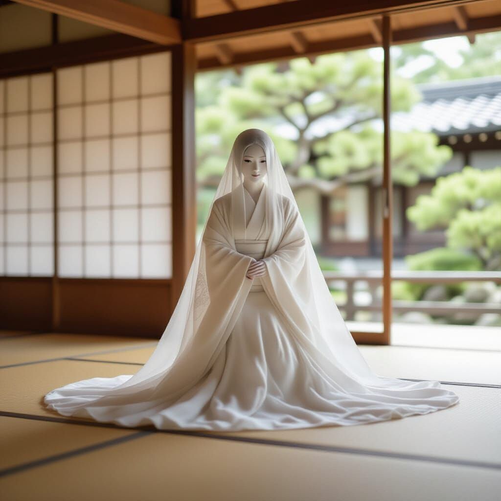 Serene Japanese House Spirit in Tatami Room