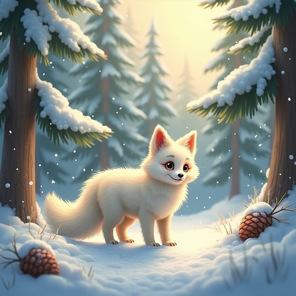 Arctic Fox in Winter Forest Biome