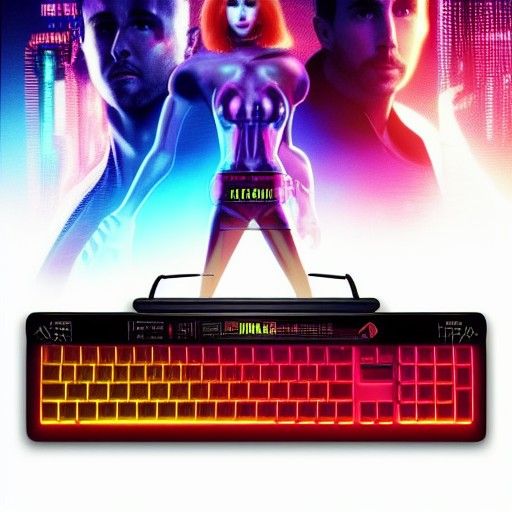 Alien Plays Keyboard in Cyberpunk Cityscape