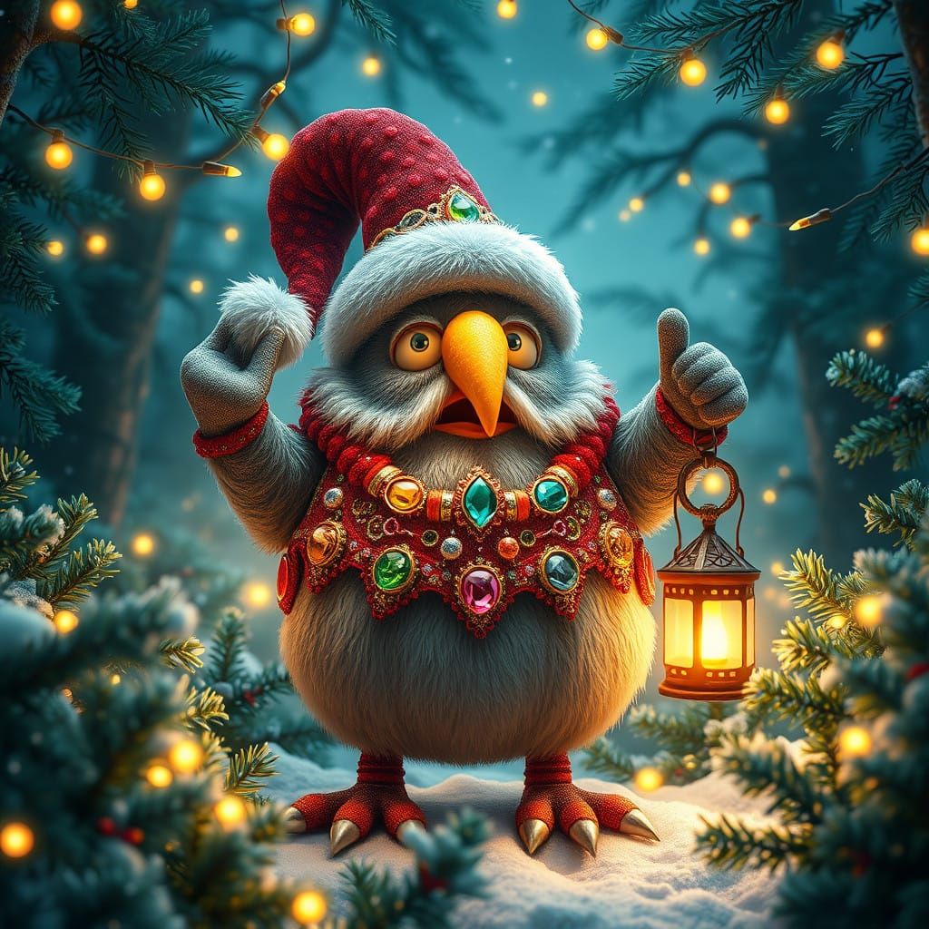 A Vibrant Christmas Gonk in Whimsical Winter Wonderland