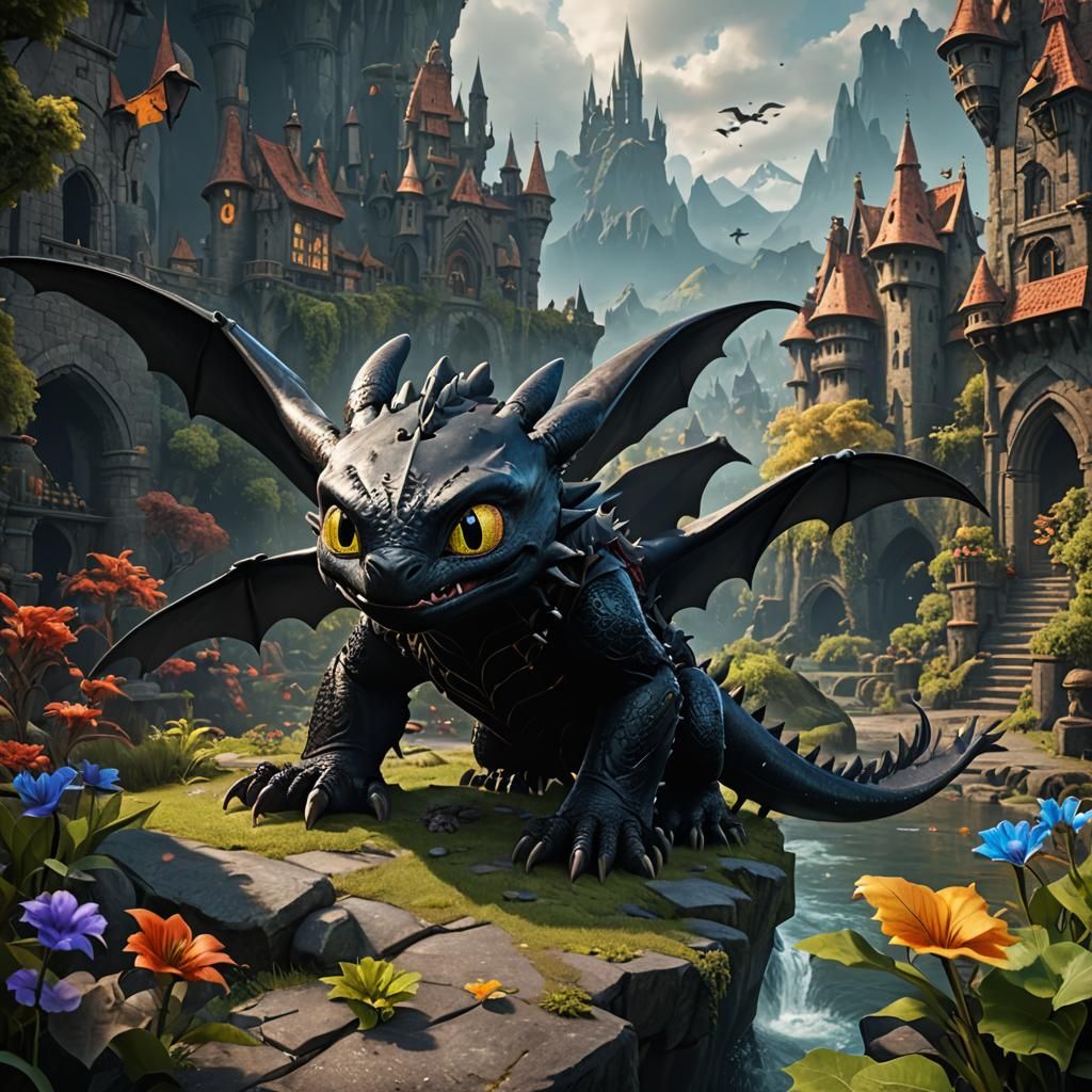 Detailed Matte Painting of Toothless in 8k