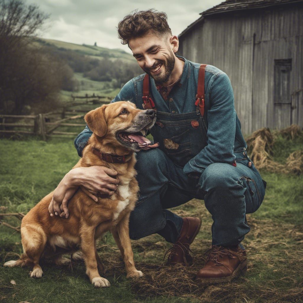 Young Gay Couple on Yorkshire Farm, Digital Painting