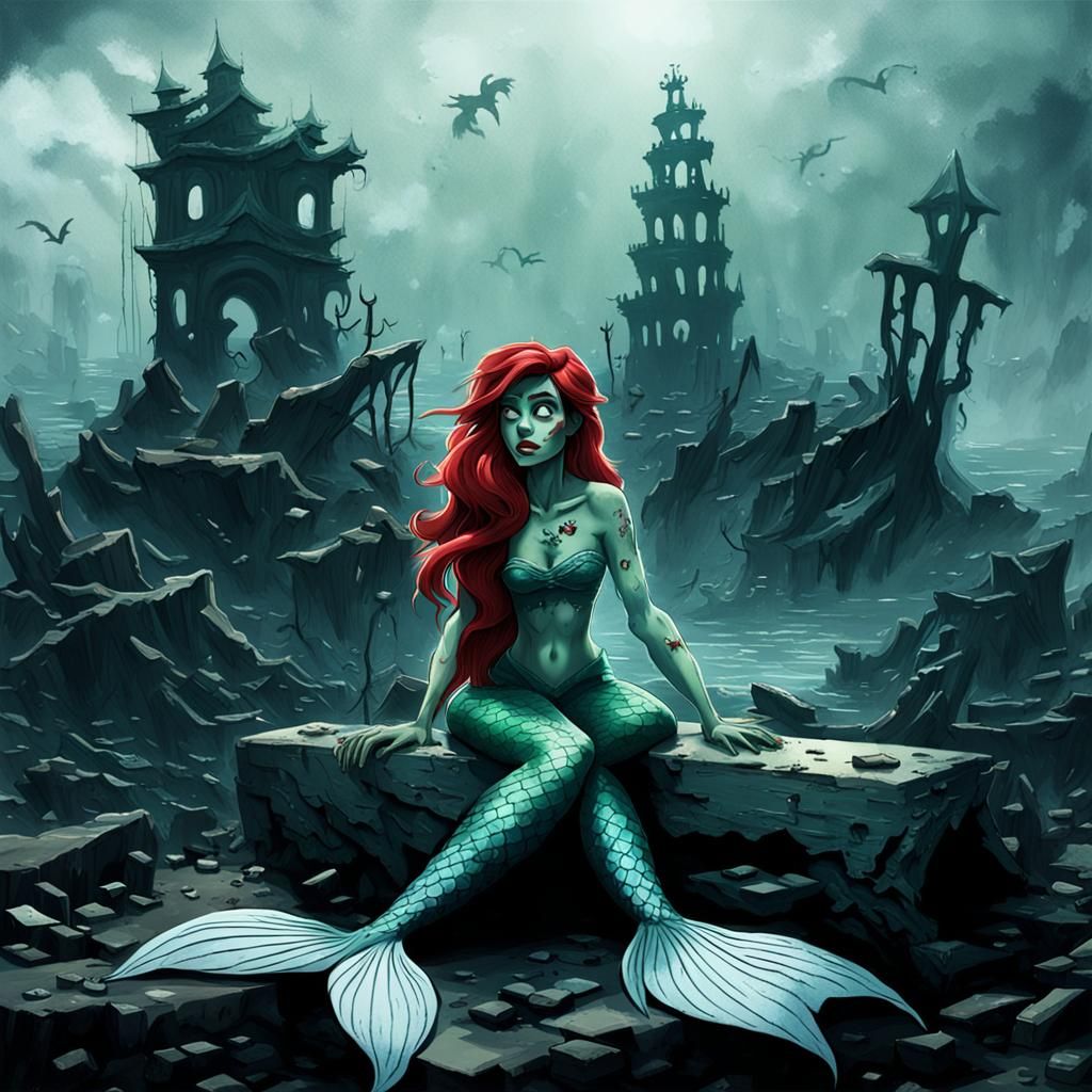 Zombie Ariel in Dystopian Shipwreck