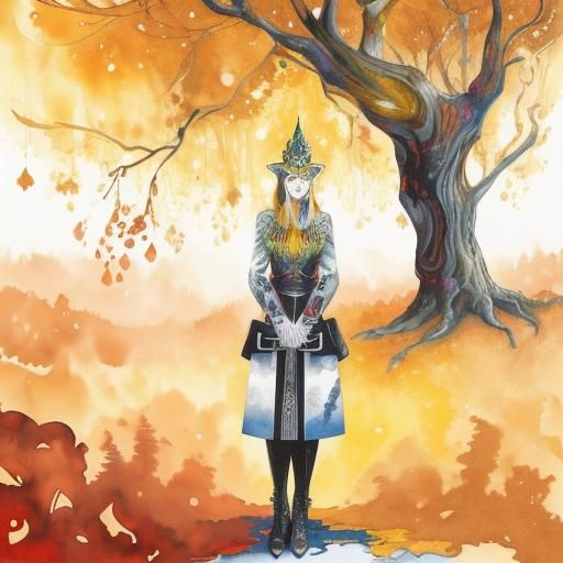 Moonlit Arabesque Forest Trees in Alcohol Ink Style