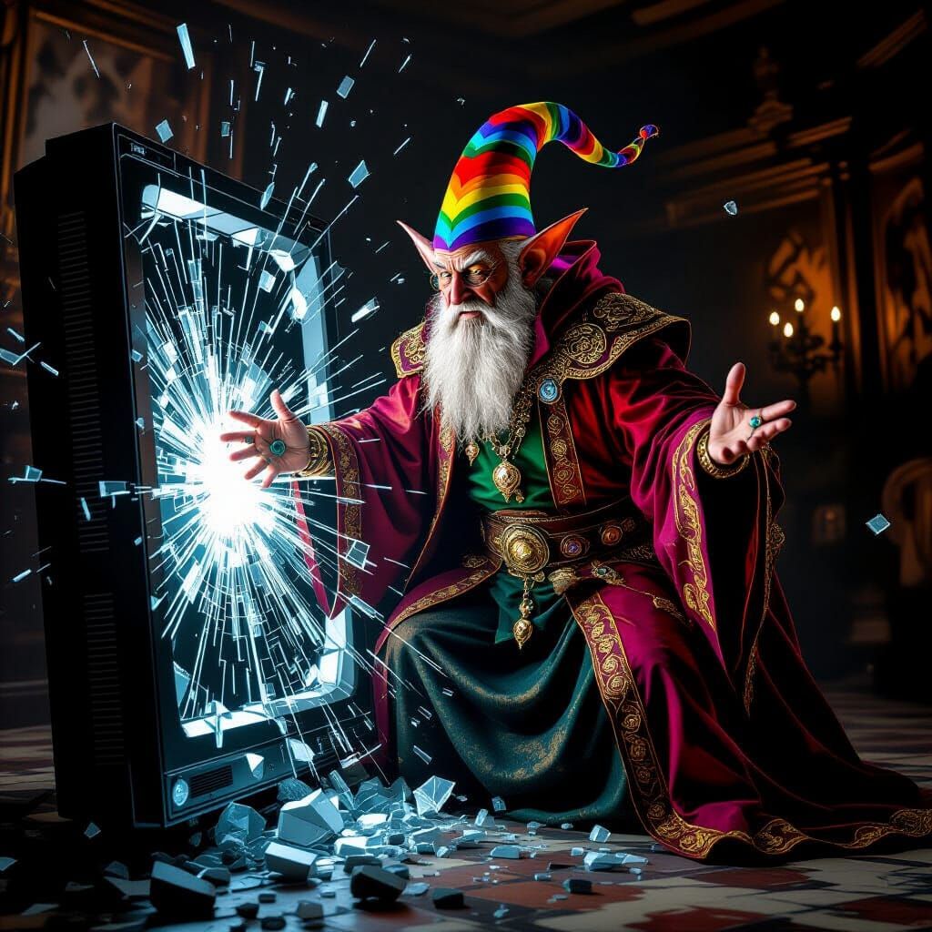 Sorcerer Blasts Gamer in Dramatic Chiaroscuro Lighting