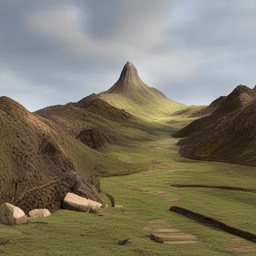 Photorealistic Mountain Path Illustration in 16K