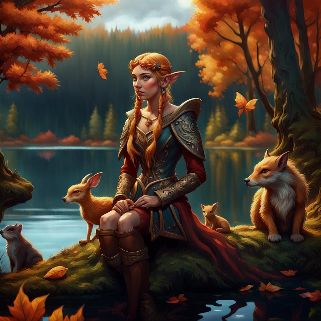 Elf with animals