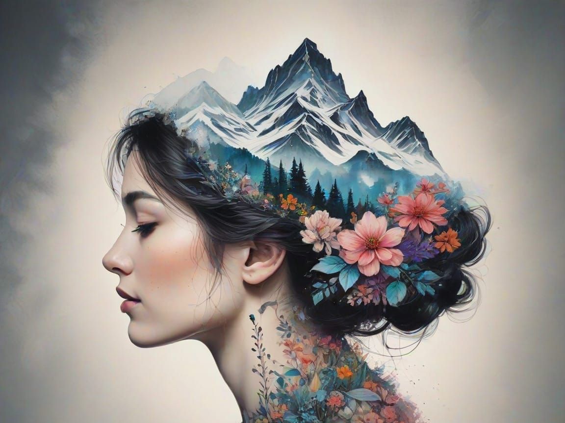 Whimsical Floral Dreams Within a Silhouette