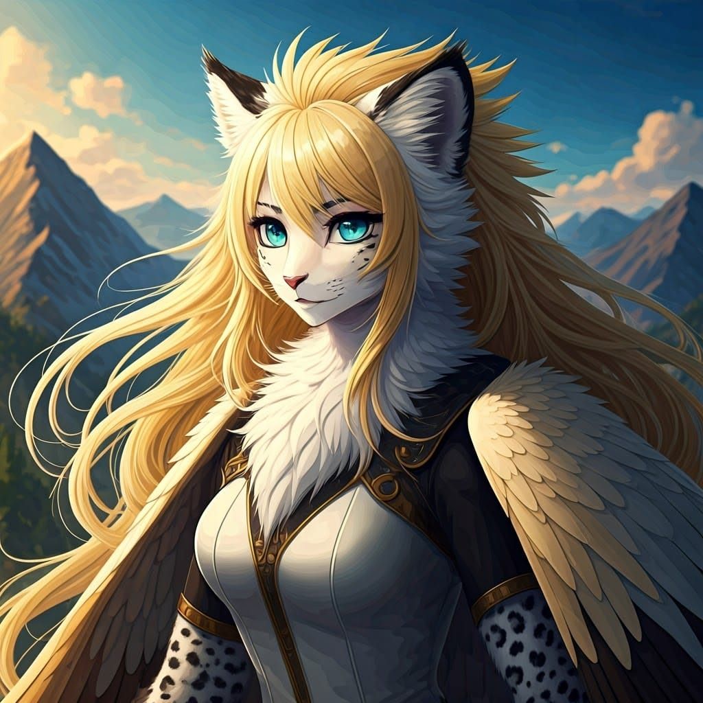 Griffin-Leopard Hybrid in Anime Style