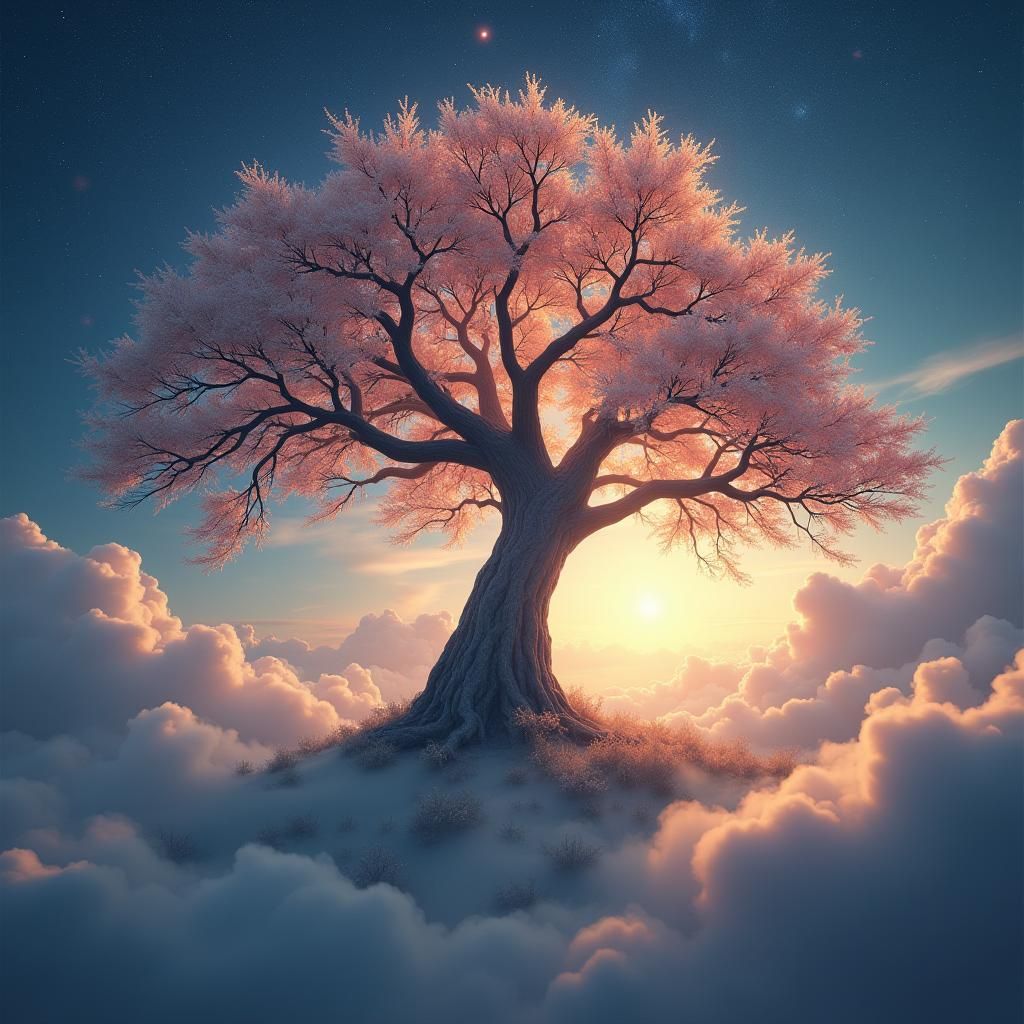 Glowing Tree of Life in Atmospheric Matte Painting
