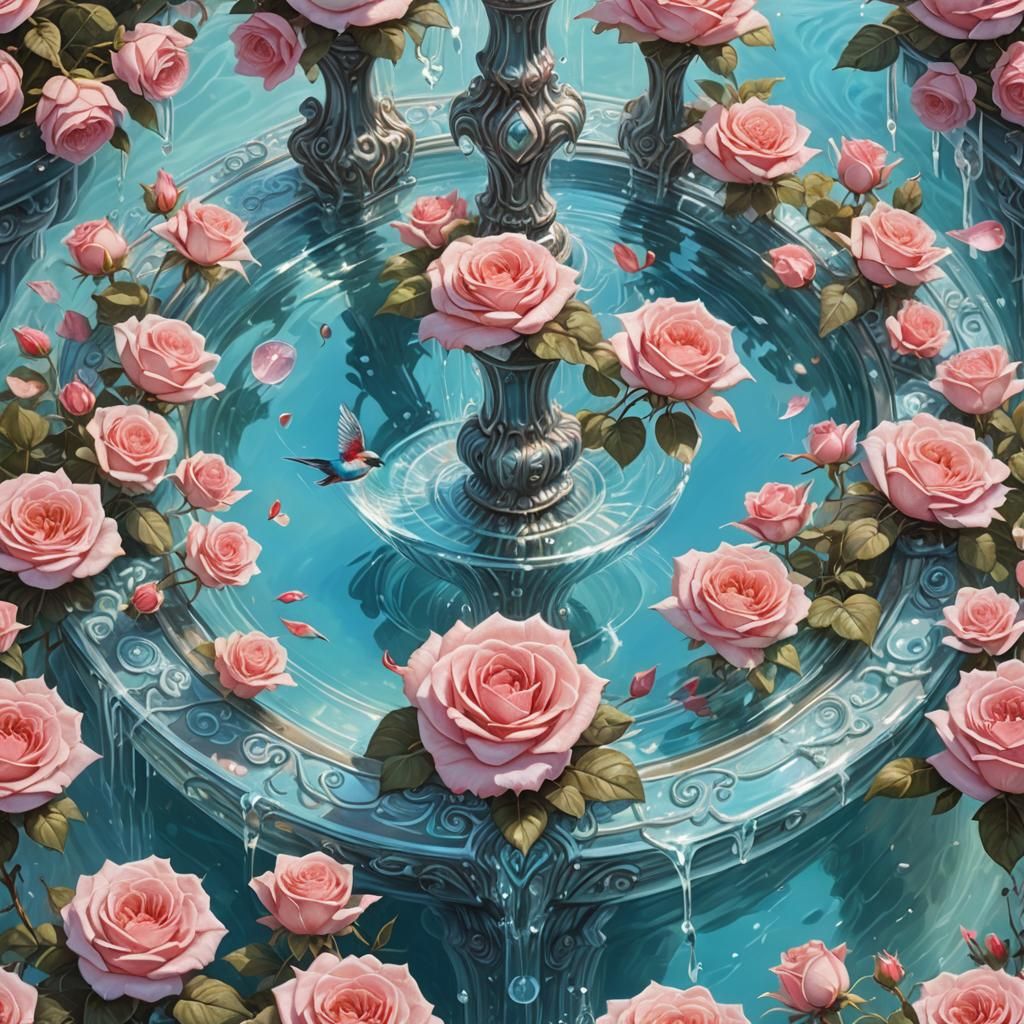 Majestic Rose Fountain in Fantasy Style