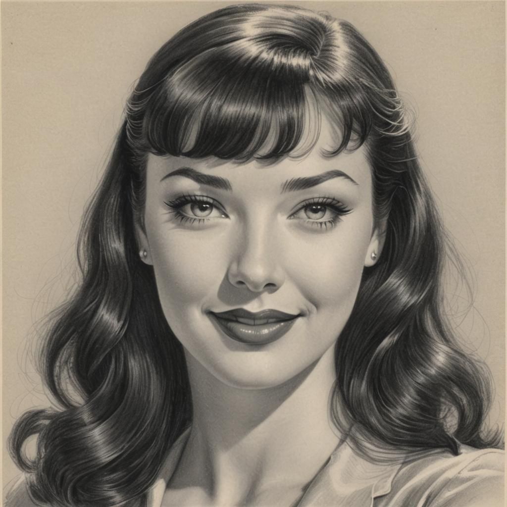 Graphite Pencil Portrait of a Smiling Woman