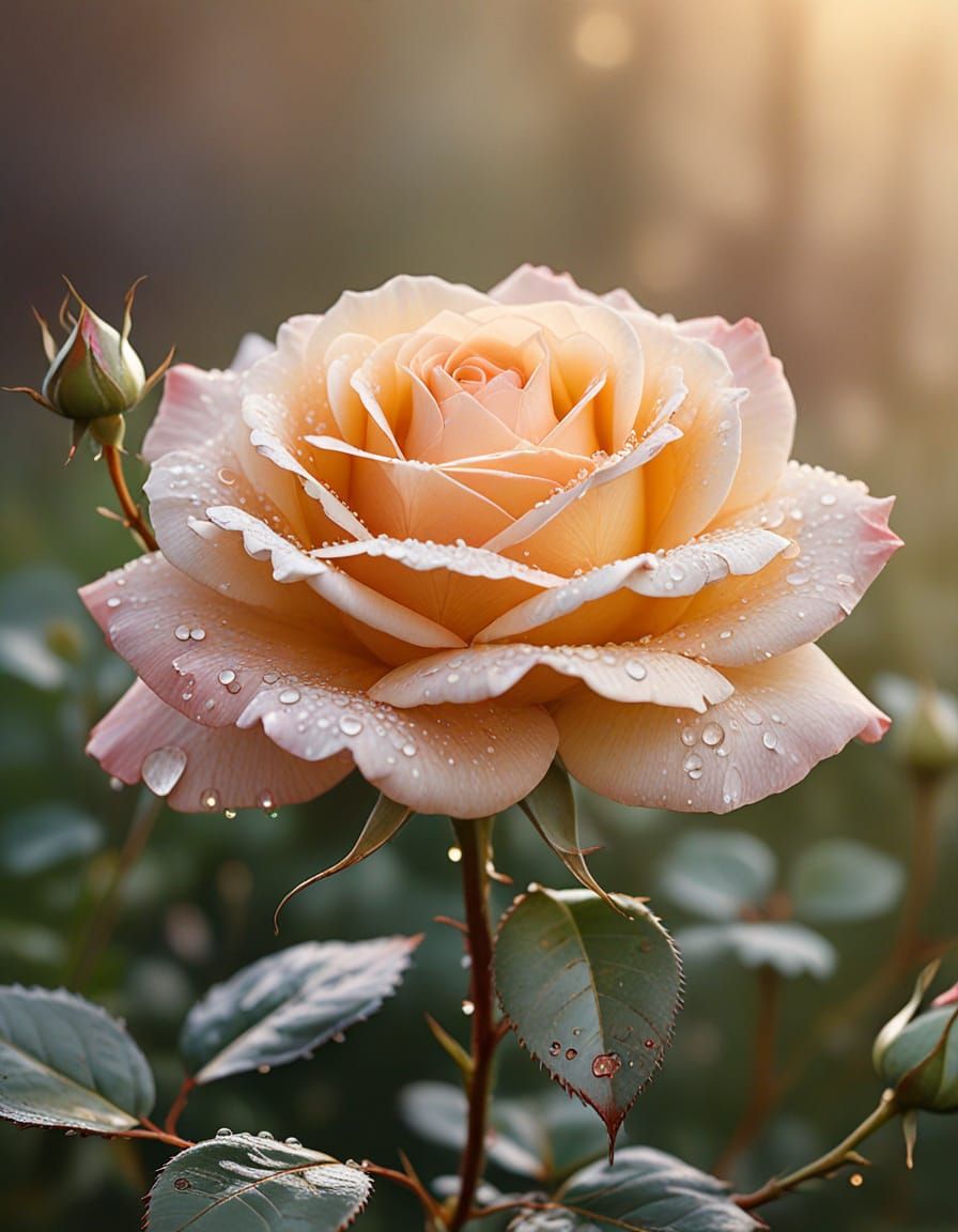 Glistening Rose in Waterhouse Style