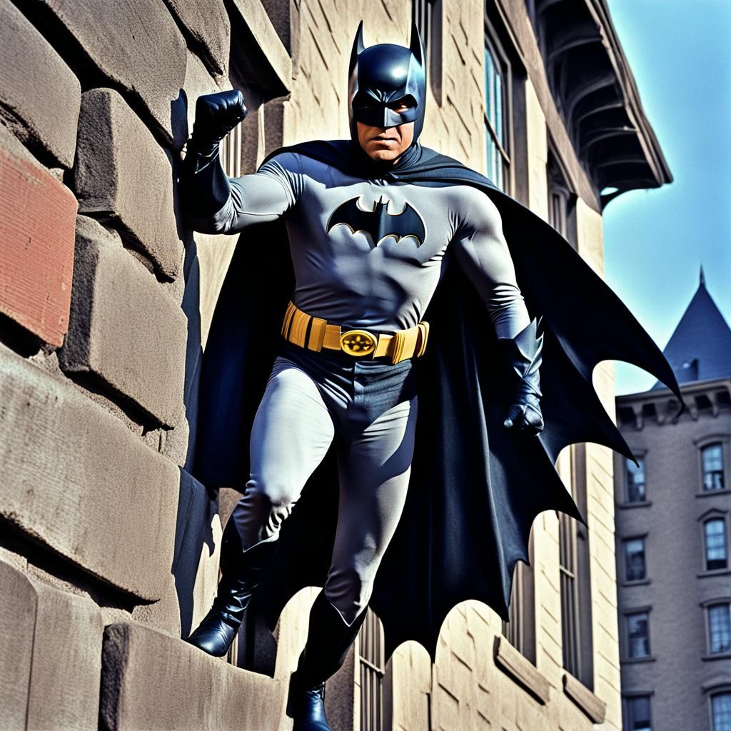 Batman Climbs a Wall: Hyperrealistic 1966 TV Style