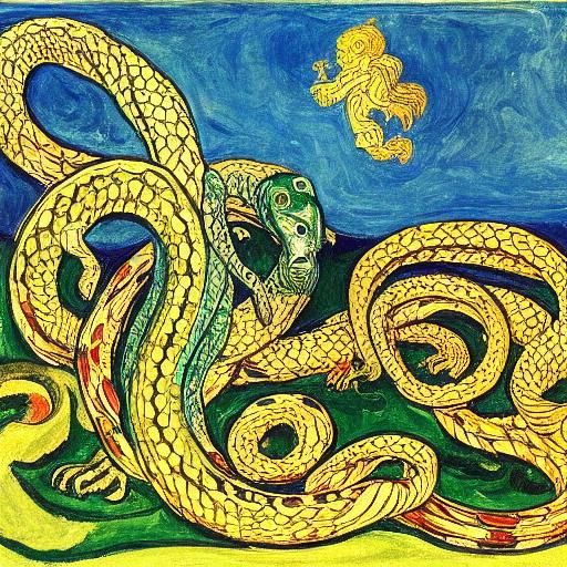 Surreal Serpents in Expressionist Renaissance Style