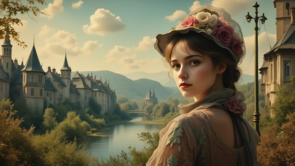 1800s German Portrait on the Rhine in Dynamic Lighting