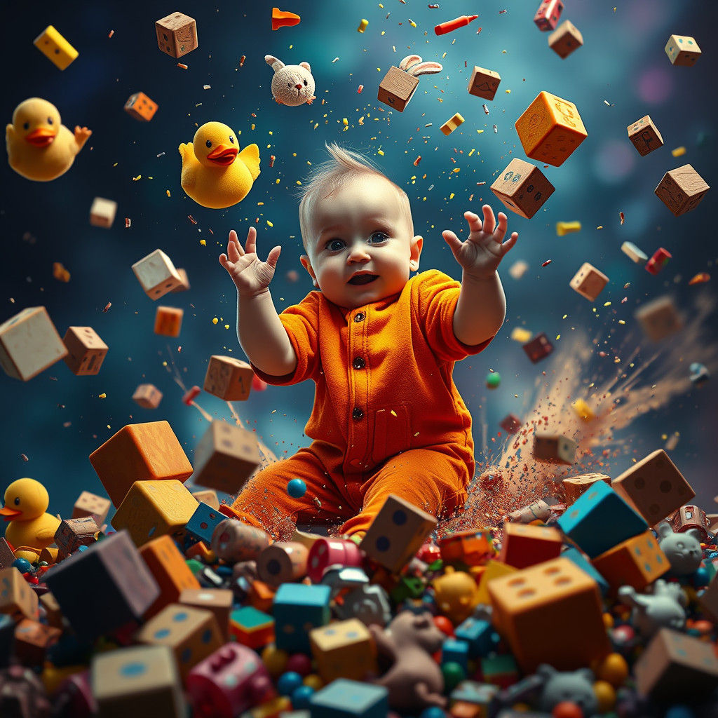 Baby Telekinetic Chaos: Digital Art Illustration