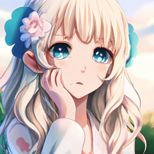 Cute Anime Girl with Blonde Hair and Blue Eyes