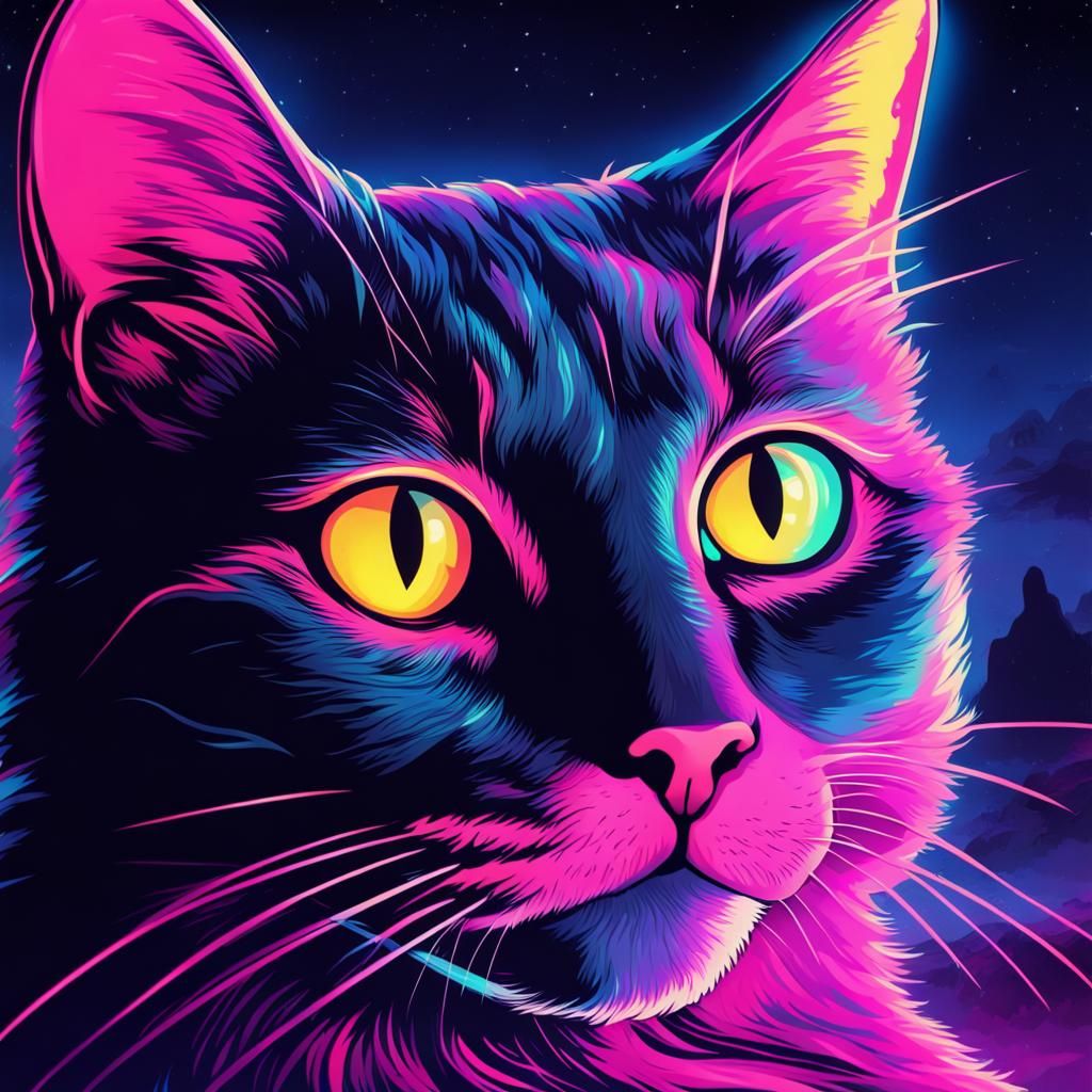 Celestial Canvas: Millions of Glowing Cat Eyes in Neon