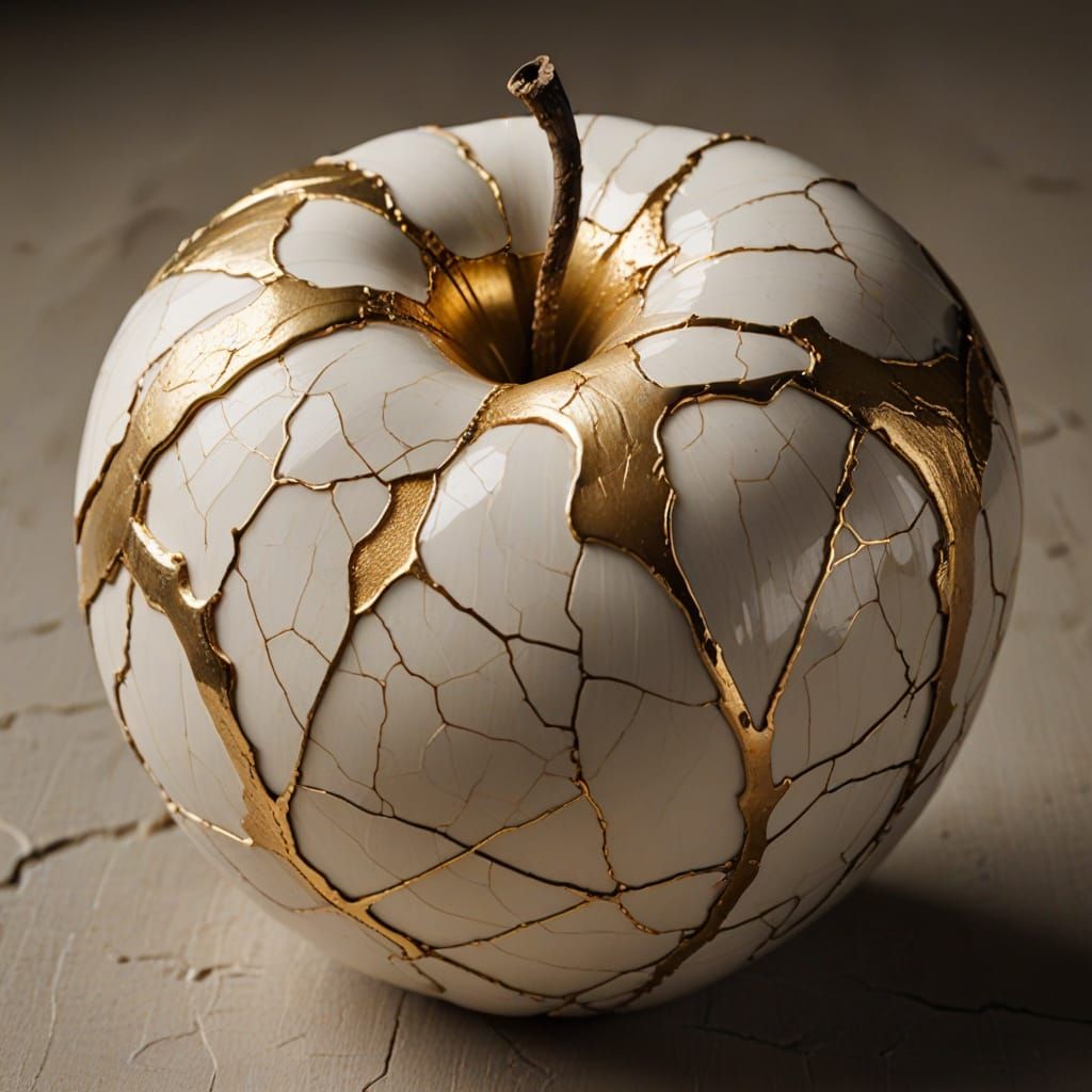 Kintsugi porcelain apple